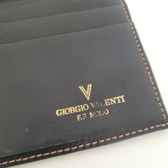 Giorgio Valenti Card Slim Bill Holder Wallet Navy Bifold Leather Snake Vintage - Picture 4 of 12